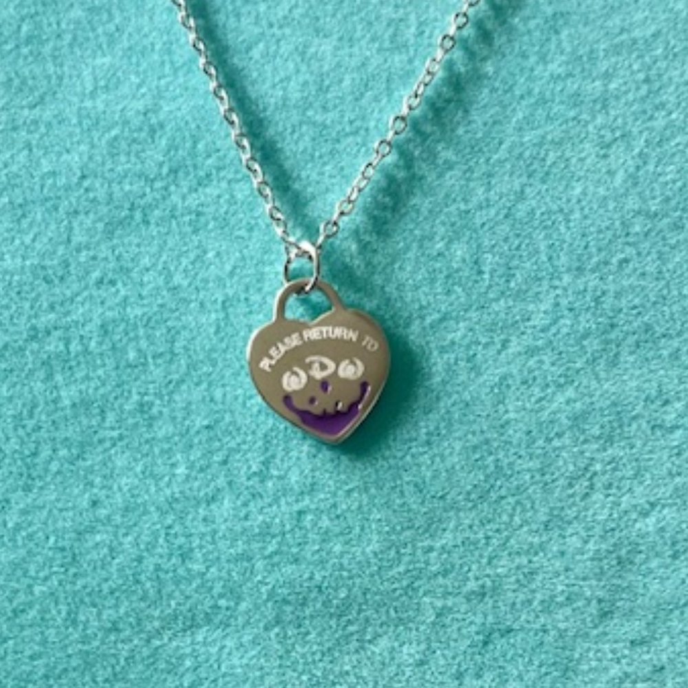 Inspired theme park villain collection purple enamel sterling necklace